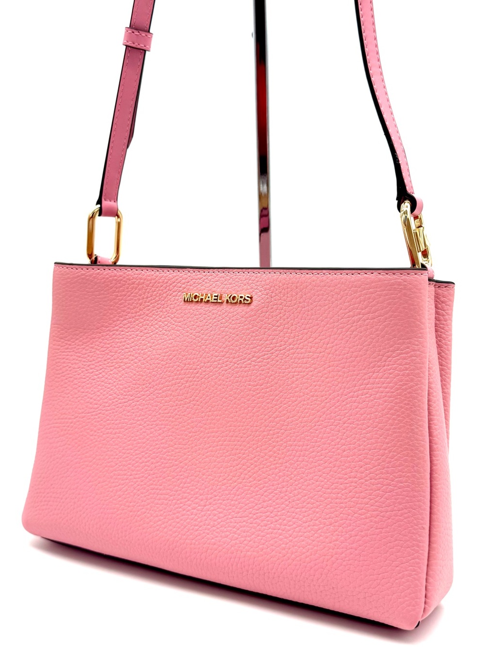 Michael Kors Trisha Medium Pebbled Leather Crossbody Bag Pink